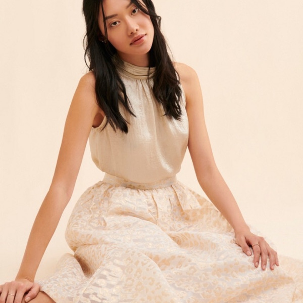 Anthropologie Pankaj & Nidhi Burnout Shimmer Maxi Skirt, Large; NWT